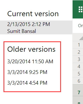 OneDrive恢復Excel檔